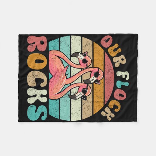 私たちの群れの岩フラミンゴマッチング家族の休暇 フリースブランケット (正面(横))