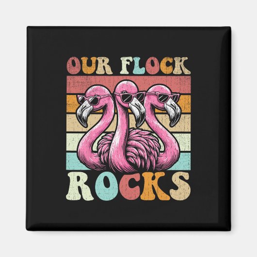 私たちの群れの岩フラミンゴマッチング家族の休暇 マグネット (正面)