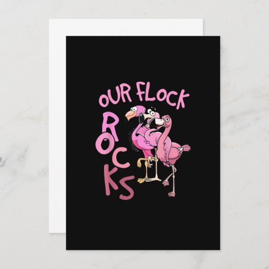 私たちの群れの岩フラミンゴマッチング家族の休暇 招待状 (正面/裏面)