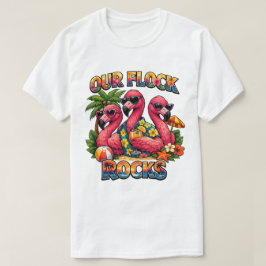私たちの群れはロックする 面白いフラミンゴ トロピカル Tシャツ