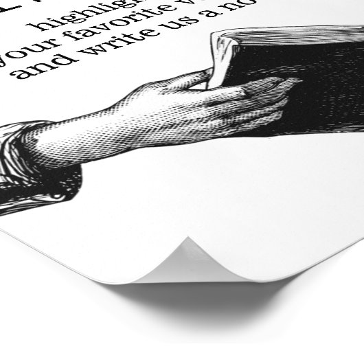 私たちの聖書の結婚ゲストブックに白黒で署名 ポスター (角)