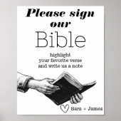 私たちの聖書の結婚ゲストブックに白黒で署名 ポスター (正面)