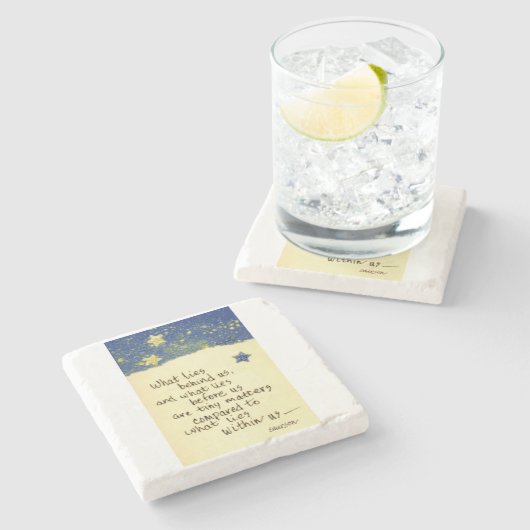 私たちの背後にある何…エマーソン引用文スケッチ ストーンコースター (横)