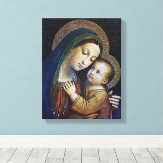 私たちの良い助言の女性の献身的なイメージ。 キャンバスプリント (インサイチュ (ウッドフロア))