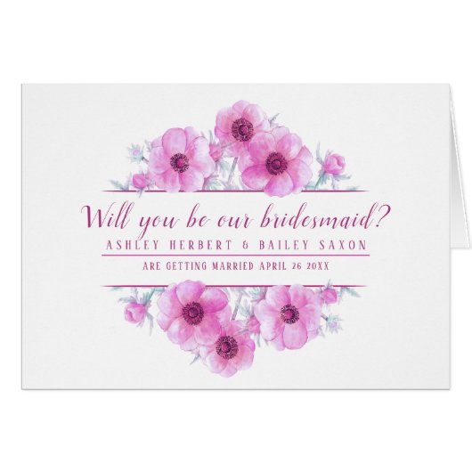 私たちの花嫁のピンクの花のカードは？ (正面横)