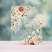 私たちの葉の結婚金ゴールド幾何学的へようこそ アクリルサイン (ニュートラル)