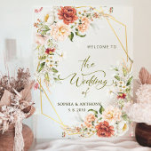 私たちの葉の結婚金ゴールド幾何学的へようこそ アクリルサイン