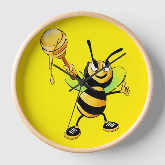 私たちの蜜蜂時計で甘い時間をお過ごしください！ 🍯🐝 壁時計 (正面)