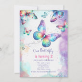 私たちの蝶誕生日招待状for girl 招待状 (正面)