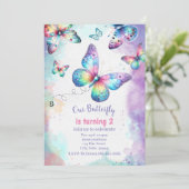 私たちの蝶誕生日招待状for girl 招待状 (スタンド正面)