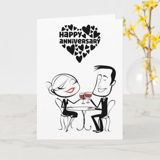 私たちの記念日に私達の「愛」を「トースト」しよう カード (黄色い花)