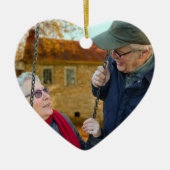 私たちの記念日のクリスマスの写真 セラミックオーナメント (正面)