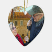 私たちの記念日のクリスマスの写真 セラミックオーナメント (左)