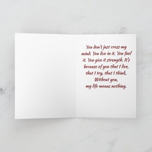 「私たちの記念日」のラブレター カード (内部)