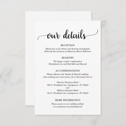 私たちの詳細素朴、結婚の脚本 エンクロージャーカード (正面/裏面)