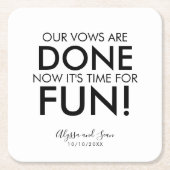 私たちの誓いが終わった、今こそおもしろいの時だ！ スクエアペーパーコースター (正面)