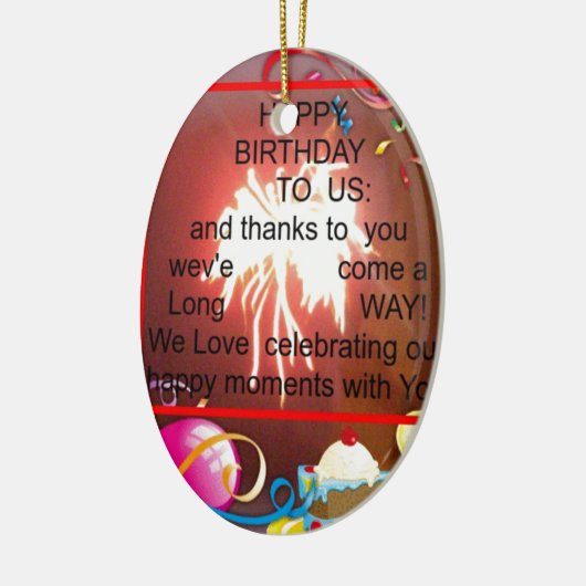 私たちの誕生日おめでとう アートプリント セラミックオーナメント (左)