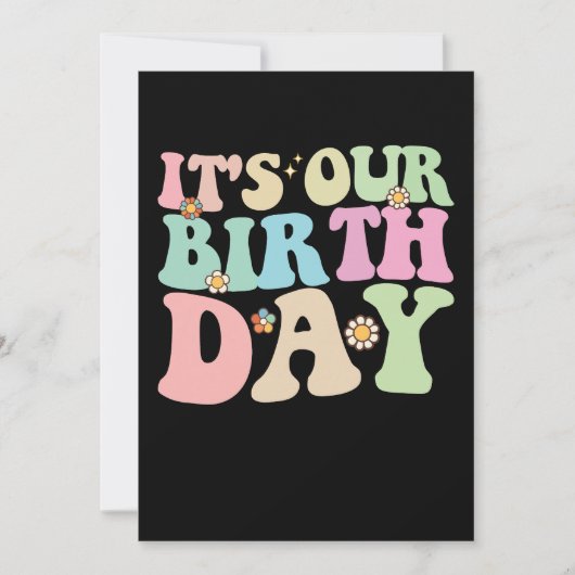 私たちの誕生日ツインズグルービーレトロ 招待状 (正面)