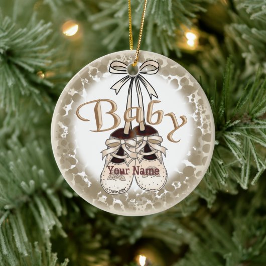 私たちの赤ちゃんガールシューズ セラミックオーナメント (ツリー)