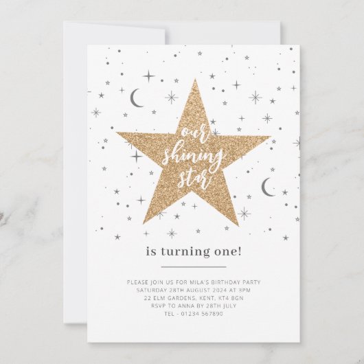 私たちの輝くスター誕生日招待状 招待状 (正面)