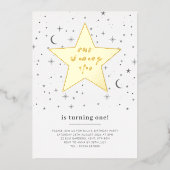 私たちの輝くスター誕生日-金ゴールド 箔招待状 (正面)
