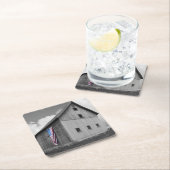 私たちの農家の旗 – 米国国旗と納屋 スクエアペーパーコースター (インサイチュ)