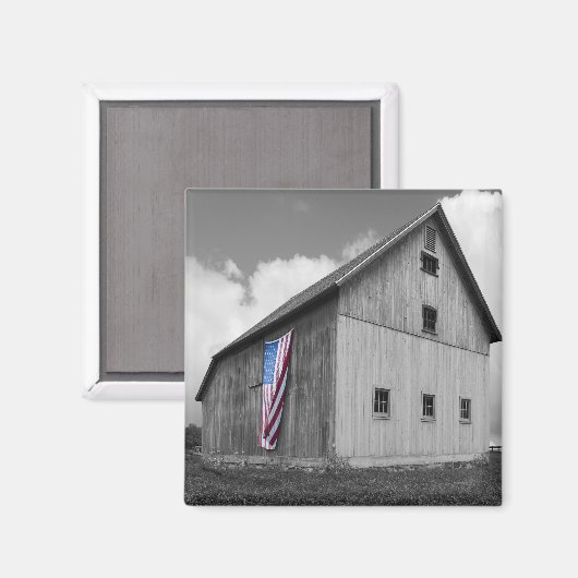 私たちの農家の旗 – 米国国旗と納屋 マグネット (正面/裏面)