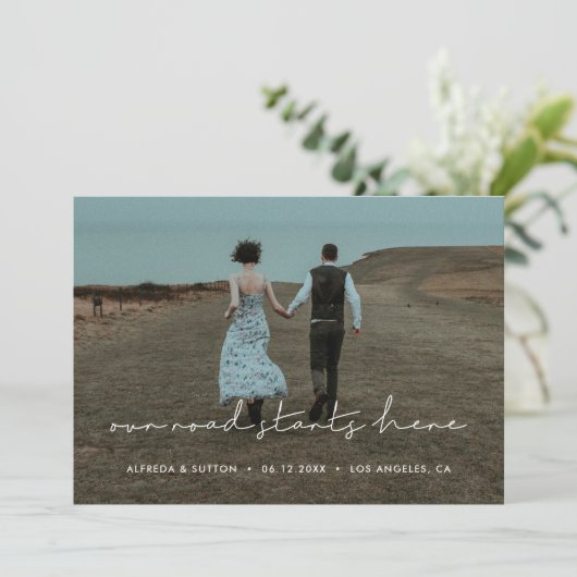 私たちの道はここからミニマルモダンリスト写真を始める 案内状 (スタンド正面)