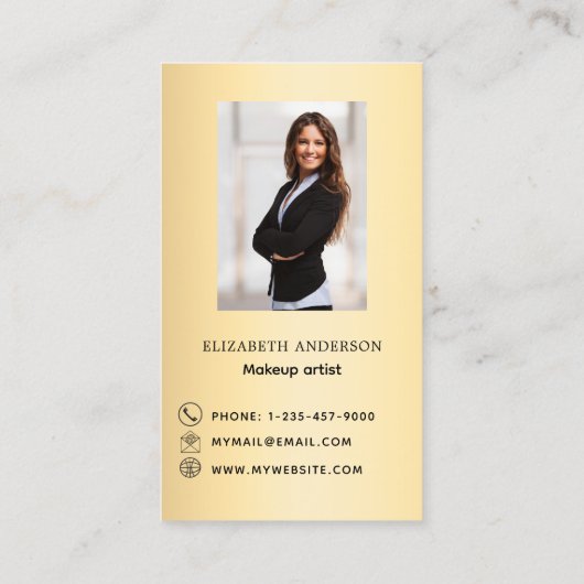 私たちの金ゴールド写真Qrコードのソーシャルメディアに接続 名刺 (裏面)