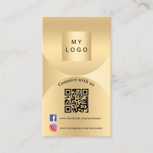 私たちの金ゴールド写真Qrコードのソーシャルメディアに接続 名刺 (正面)
