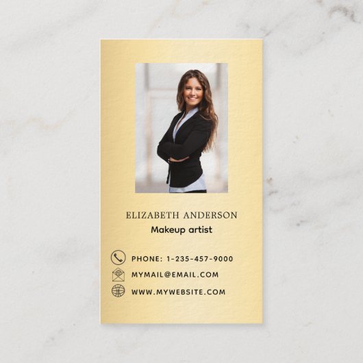 私たちの金ゴールド写真Qrソーシャルメディアのプレミアムに接続 名刺 (裏面)