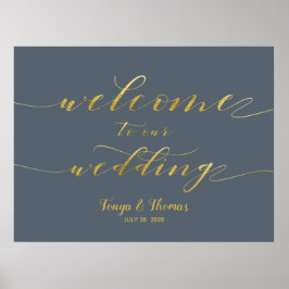 私たちの金ゴールド結婚スワッシュ書のサインへようこそ ポスター