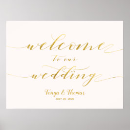私たちの金ゴールド結婚スワッシュ書のサインへようこそ ポスター