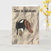 私たちの靴を蹴祝り上げる*記念日 カード (黄色い花)