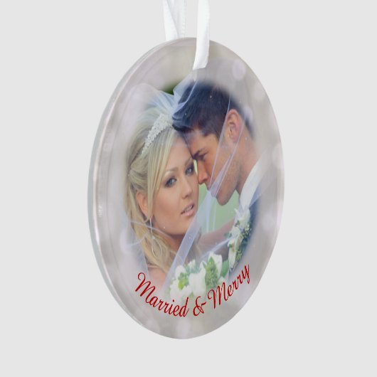 私たちの1stホリデー結婚の写真オーナメント オーナメント (正面)