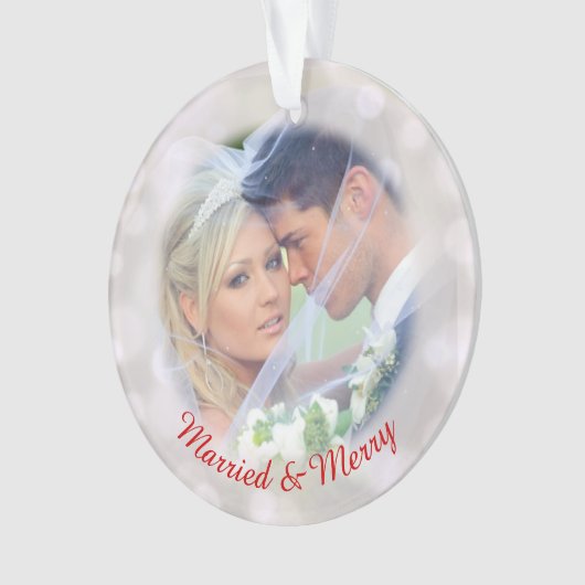私たちの1stホリデー結婚の写真オーナメント オーナメント (正面)