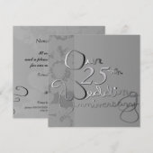 「私たちの25周年結婚記念日」シルバー招待状 招待状 (正面/裏面)