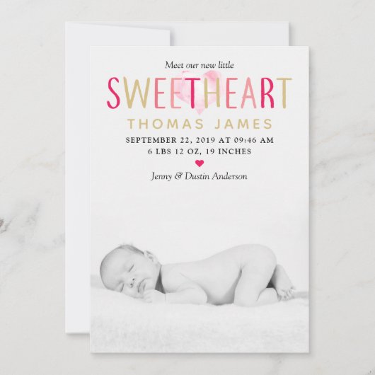 私たちのLittle Sweetheart写真誕生のお知らせ 案内状 (正面)