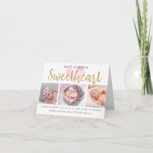 私たちのLittle Sweetheart 3写真誕生のお知らせ シーズンカード (正面)