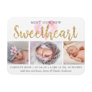 私たちのLittle Sweetheart 3写真誕生のお知らせ マグネット
