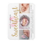 私たちのLittle Sweetheart 3写真誕生のお知らせ マグネット (縦)