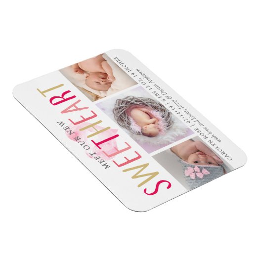 私たちのLittle Sweetheart 3写真誕生のお知らせ マグネット (右側)