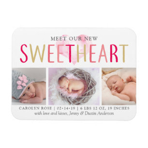 私たちのLittle Sweetheart 3写真誕生のお知らせ マグネット