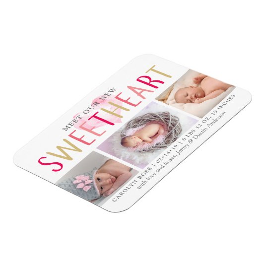 私たちのLittle Sweetheart 3写真誕生のお知らせ マグネット (左側)