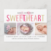 私たちのLittle Sweetheart 3写真誕生のお知らせ 案内ポストカード (正面)