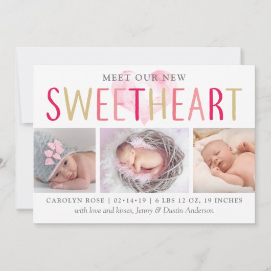 私たちのLittle Sweetheart 3写真誕生のお知らせ 案内状 (正面)