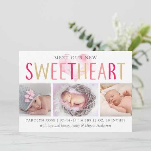 私たちのLittle Sweetheart 3写真誕生のお知らせ 案内状 (スタンド正面)