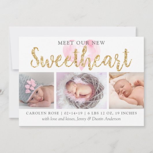 私たちのLittle Sweetheart 3写真誕生のお知らせ 案内状 (正面)