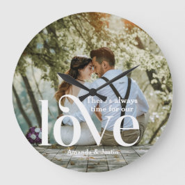 私たちのLOVE写真には常に時間がある ラージ壁時計