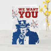 私たちはあなたが欲しい7月4日グリッターカード カード (黄色い花)